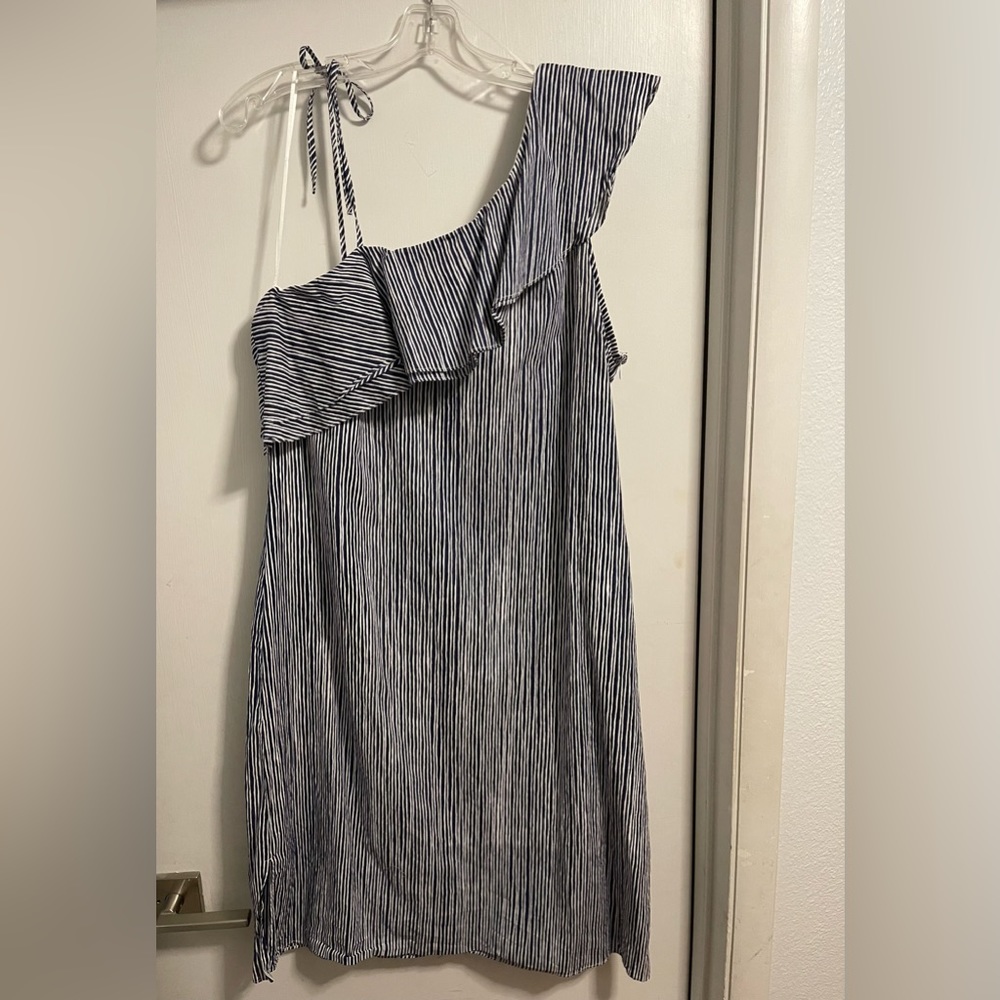 Halston One Shoulder Cotton Dress